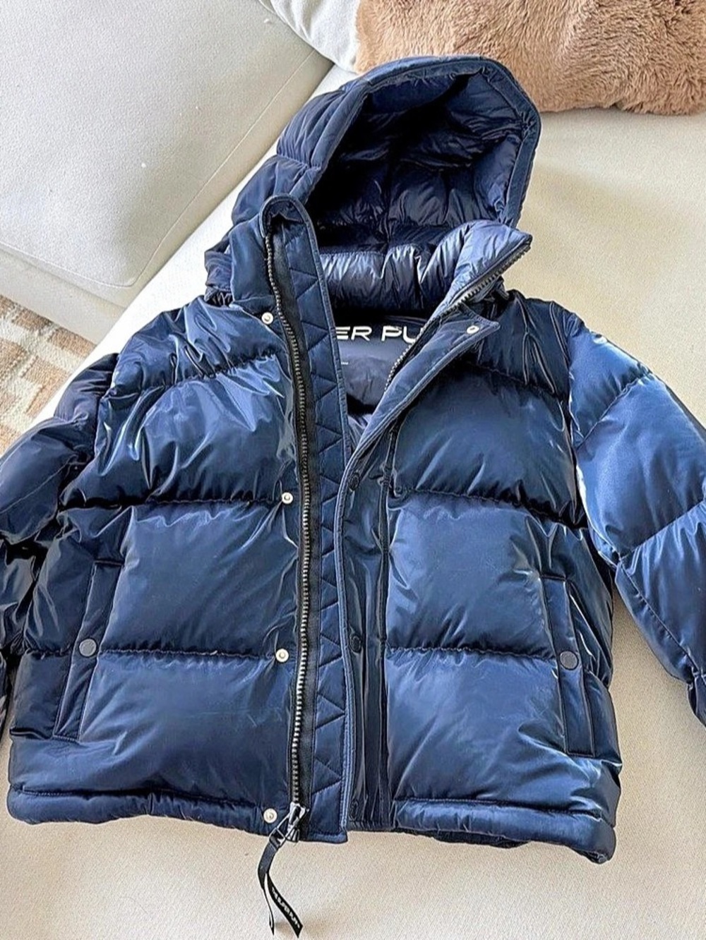 Aritzia The Super Puff™ - Hi-Gloss Puffer Jacket in Blue Like New